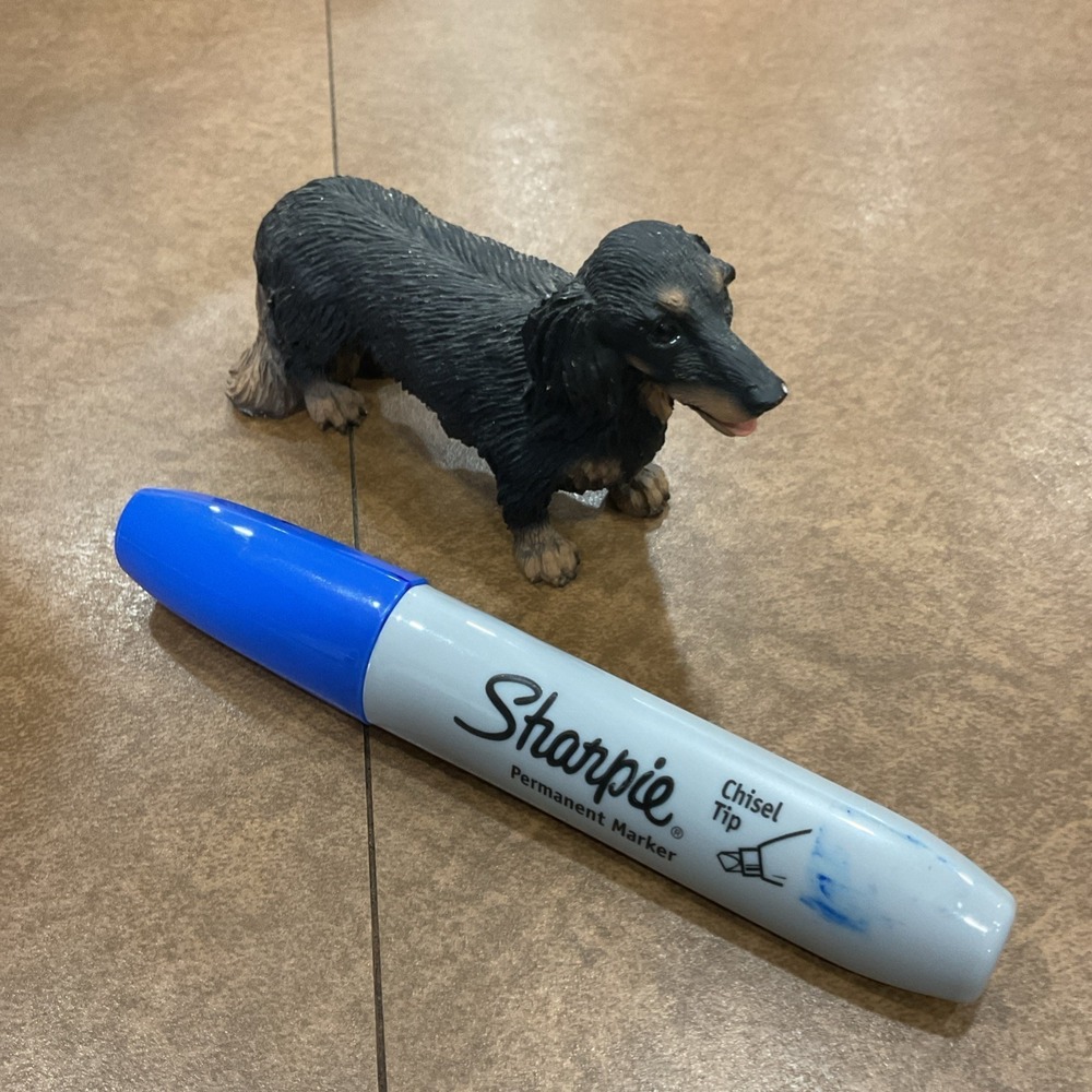 Black Longhair Dachshund Dog Figure *see description* very cute